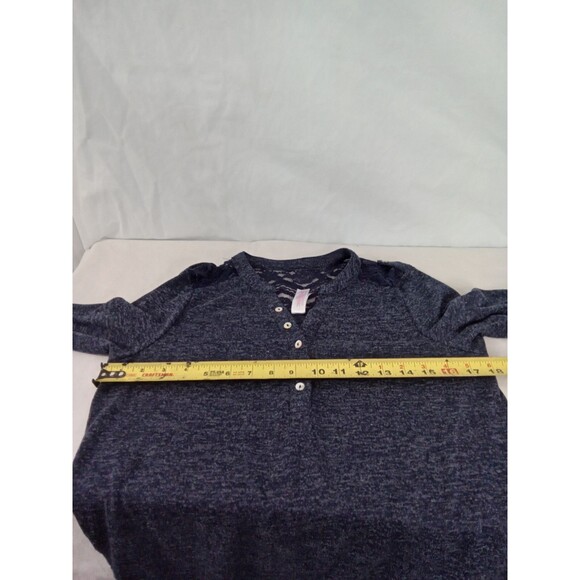 No Boundaires Womens Medium (7-9) Blouse Blue Lace Button long sleeve v‎ neck - Picture 11 of 13